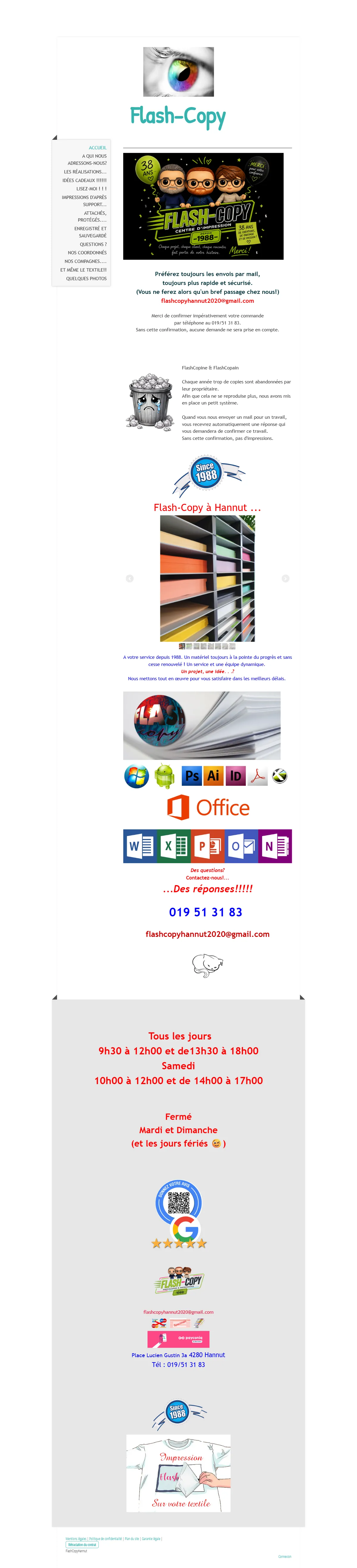 Page d'accueil actuelle de Flash-Copy, en entier