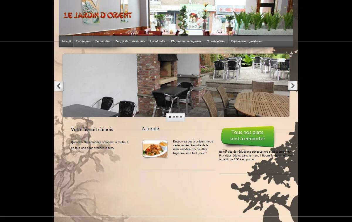 Page d'accueil actuelle du Jardin d'Orient
